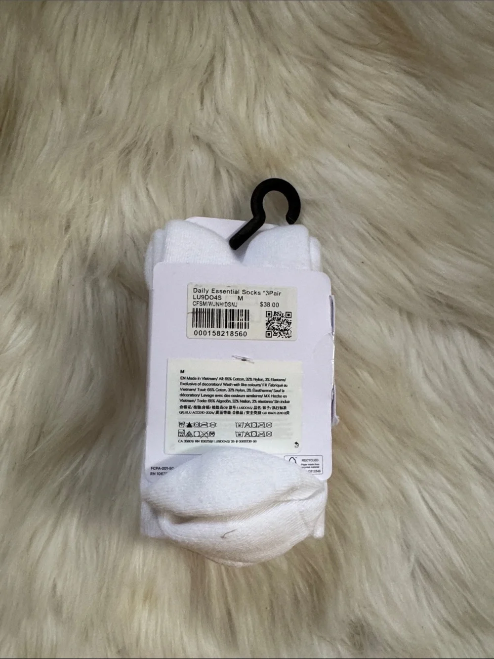 NWT Lululemon Unisex Daily Essential Quarter Socks 3 Pack